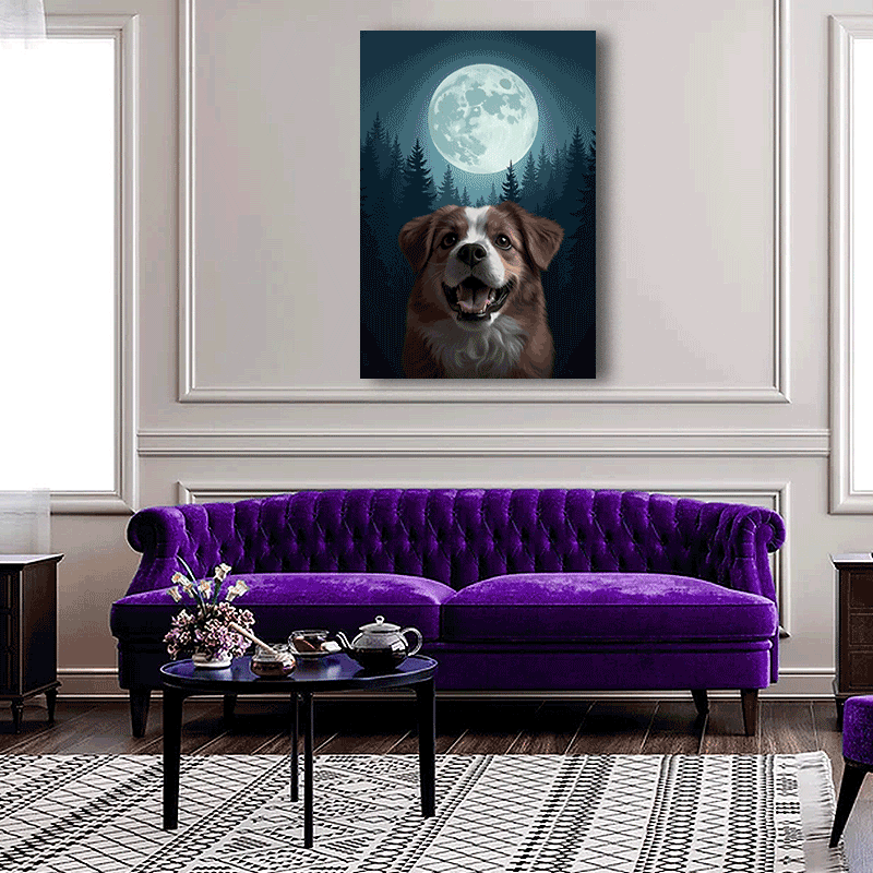 Full Moon Pet Portrait - Custom Pet Portrait